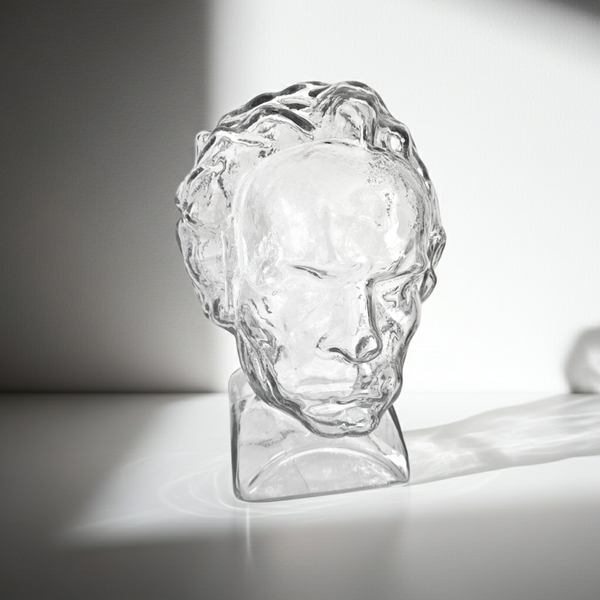 Mid-Century Modern Ludwig van Beethoven Glass Bust by Ingrid Glass | Sculptural Head | TheyUnique