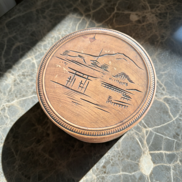 Vintage Japanese Miyajima Satsuma Tea Coasters in Wooden Box – Set of 11, 1950s | TheyUnique