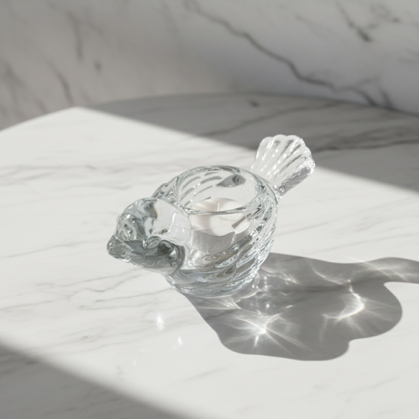 Vintage Indiana Glass Bird Votive Candle Holder – Clear Pressed Glass Figurine | TheyUnique