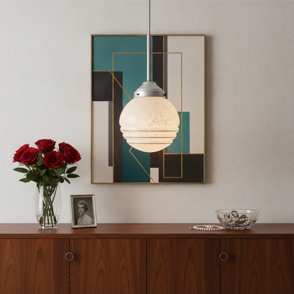 French Art Deco Glass Globe Pendant Light – Original 1930s Ceiling Lamp | TheyUnique