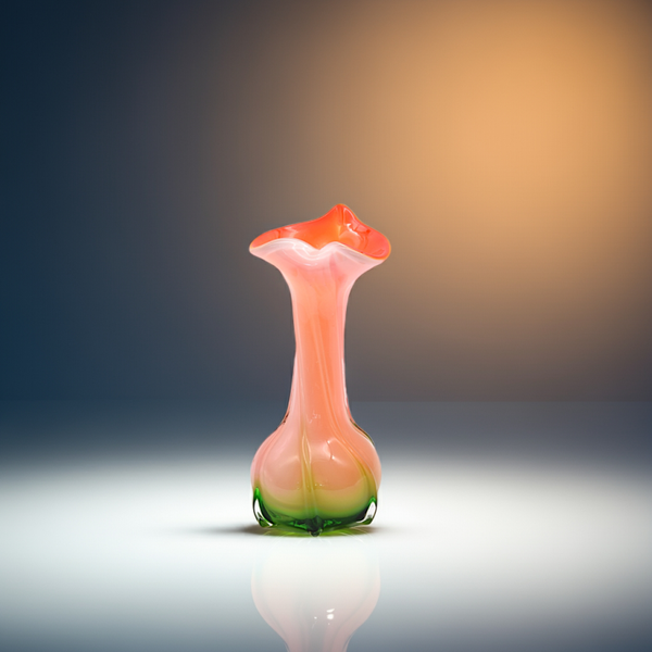 Murano Mid-Century Modern Art Glass Vase – Italian Heart/Flower Rim Design