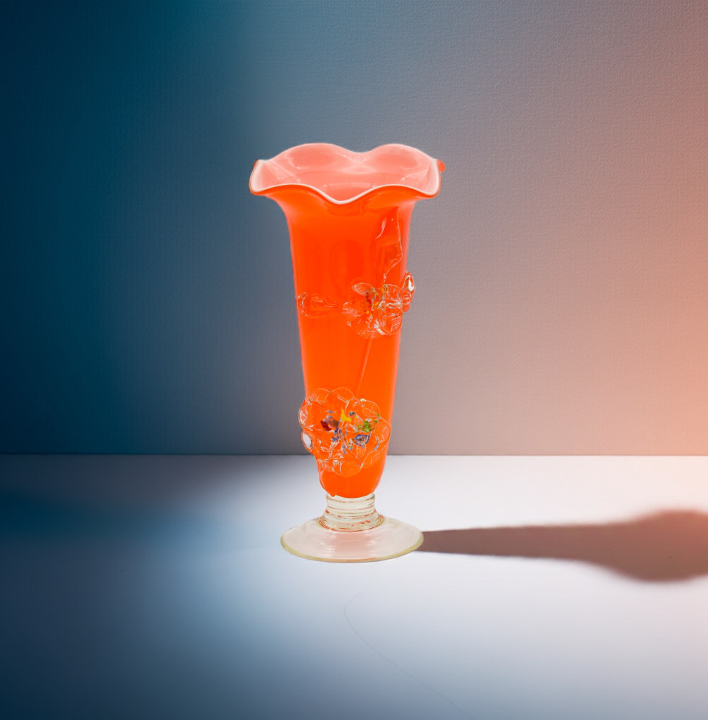 Orange Tivoli Murano Vase – Hand-Blown Italian Art Glass Masterpiece