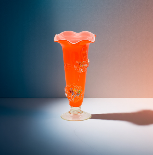 Orange Tivoli Murano Vase – Hand-Blown Italian Art Glass Masterpiece