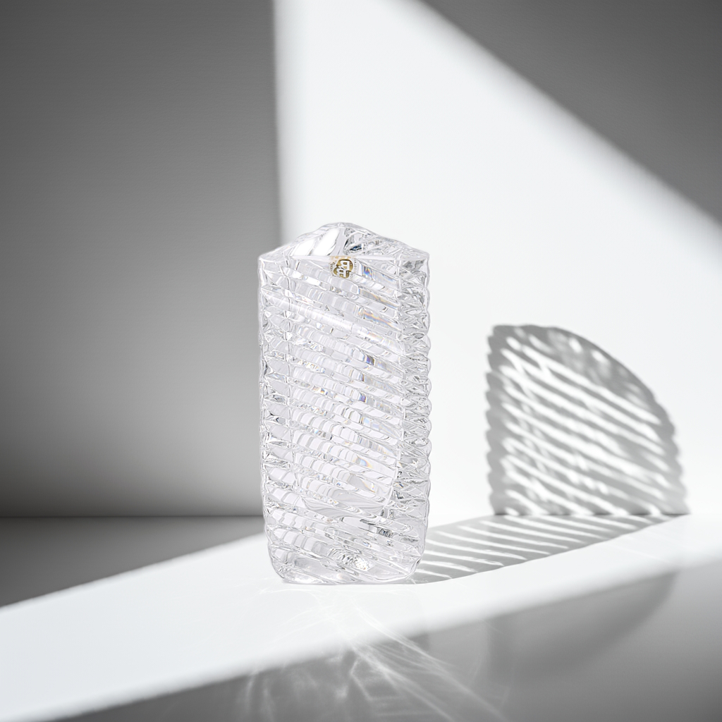 LED Crystal Rogaska Triangle Vase – Cut Glass Flower Vase with Elegant Design