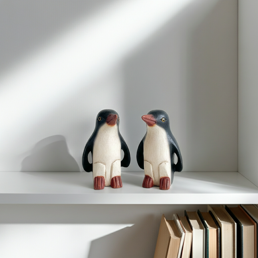 Vintage Hand-Carved Wooden Penguin Figurine – Sculptural Decorative Object | TheyUnique