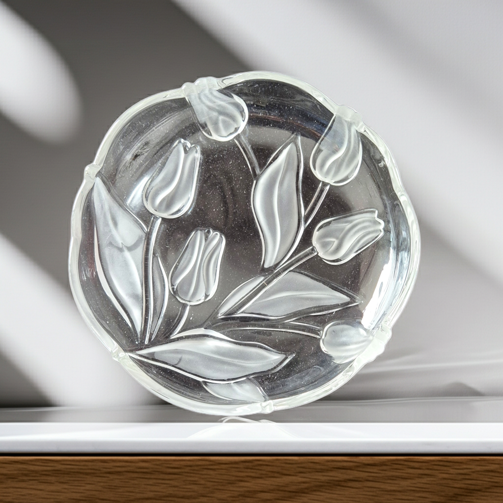 Vintage Walther Glass Bowl – Tulip Motif – Germany 1970s – Elegant Pressed Glass