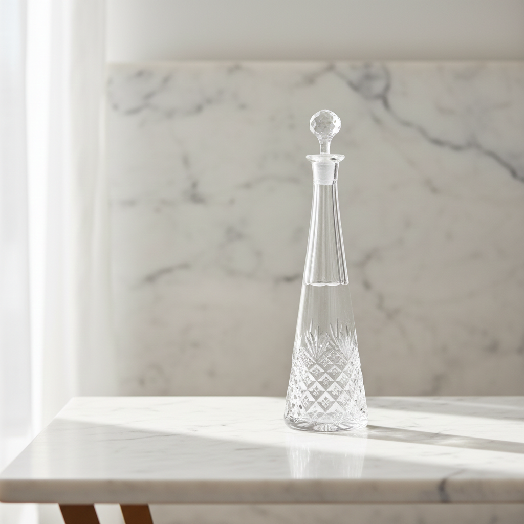 Tall Vintage Cut Crystal Carafe – Timeless Sophistication for Your Table