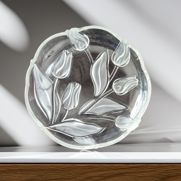 Vintage Walther Glass Bowl – Tulip Motif – Germany 1970s – Elegant Pressed Glass