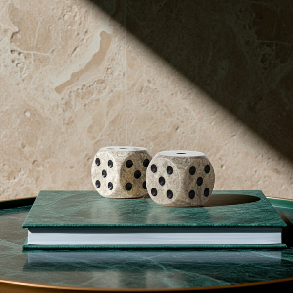 Vintage Decorative Stone Dice – Set of 2 Sculptural Objects