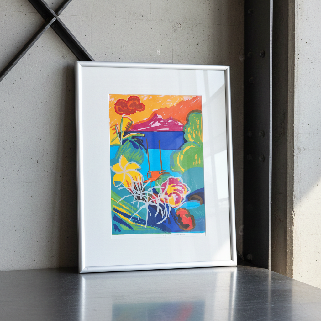 Frank Rosen (1946)  – “PAPEETE” Signed Limited Edition Print 44/60 | Framed Vintage Artwork | TheyUnique