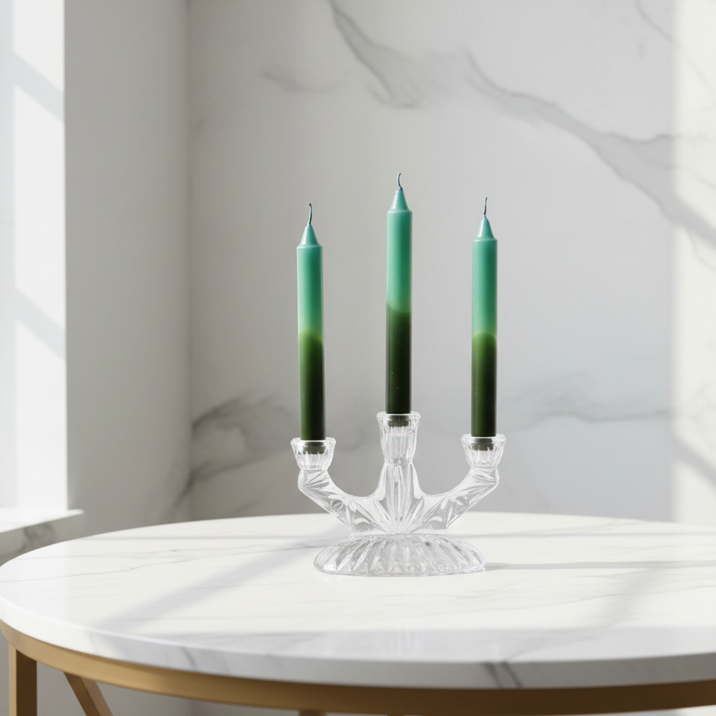 Vintage Crystal Candlesticks for 3 Taper Candles – Elegant Triple Candle Holder