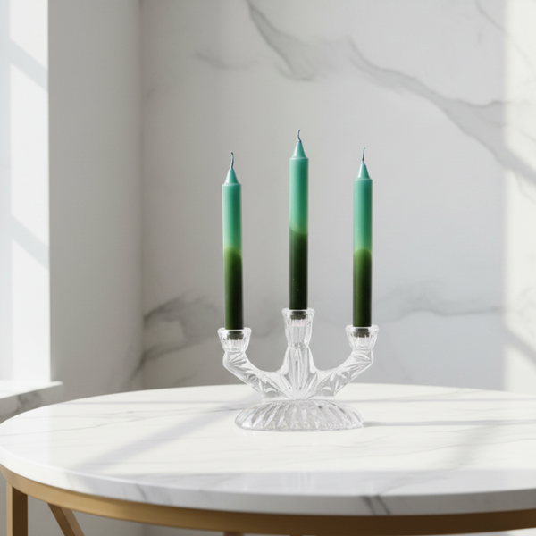 Vintage Crystal Candlesticks for 3 Taper Candles – Elegant Triple Candle Holder