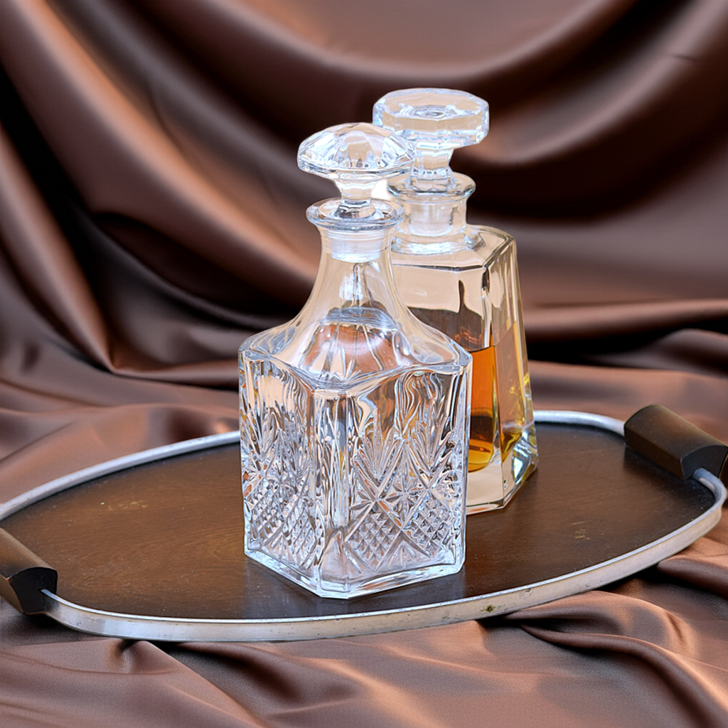 Vintage Crystal Whiskey Decanter – Arques France "Fontenay" | Mid-Century Modern Elegance