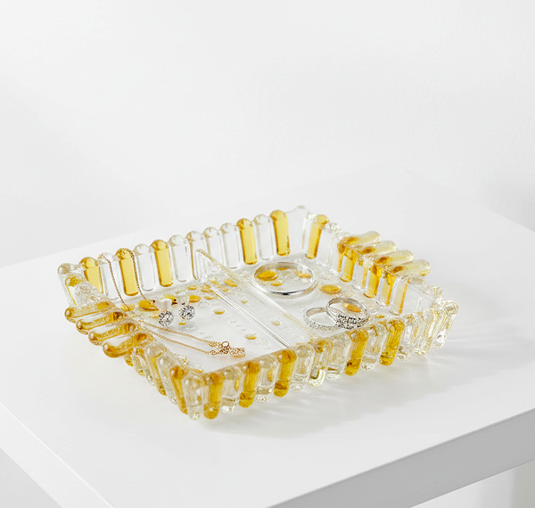 Walther Glass Bolero Crystal Plate – Vintage 1970s Yellow & Clear Glass | TheyUnique