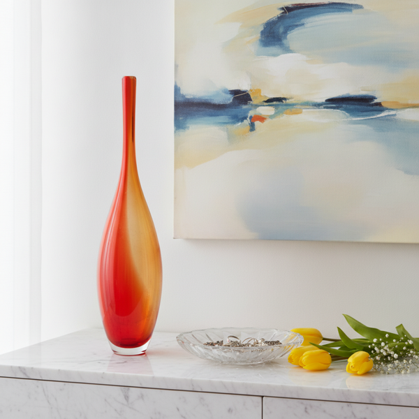 Rare Floris Meydam for Leerdam Art Glass Vase – Red, Yellow & Clear Cased Glass, 1950s | Dutch Collectible | TheyUnique