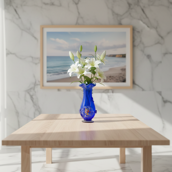 Blue Murano Tivoli Vase – Handmade Italian Art Glass, 1970s | TheyUnique