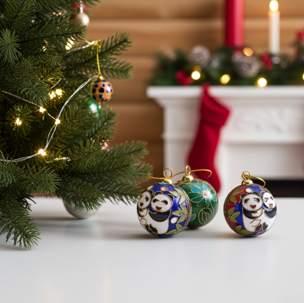 Handmade Cloisonné Christmas Ball Ornaments – Set of 10 Vintage-Style Holiday Decorations | TheyUnique