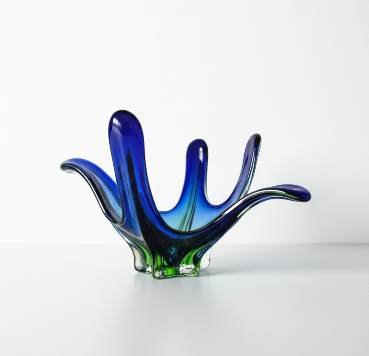 Cristallo Venezia Murano Art Glass Bowl Centrepiece – Blue & Green Italian Glass | TheyUnique