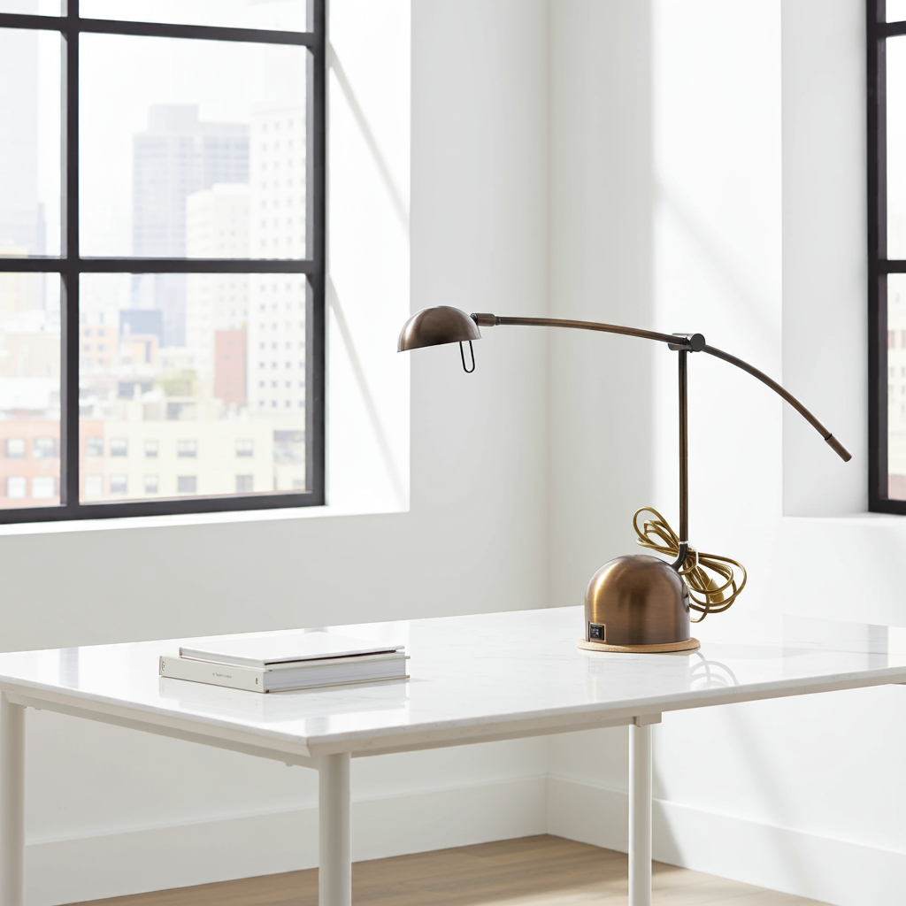 Adjustable Brass Desk Lamp | 1970s Massive by Pieter-Jozef De Jaeck – Vintage Modern Lighting