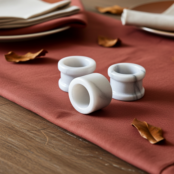 Set of 5 Vintage Marble Napkin Rings