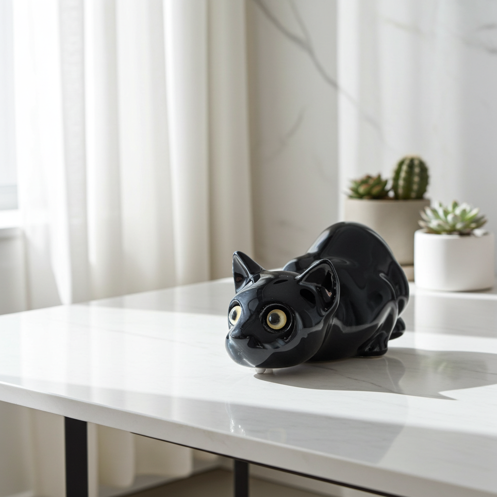 Vintage Vaga International Black Ceramic Cat Figurine with Yellow Eyes – TheyUnique