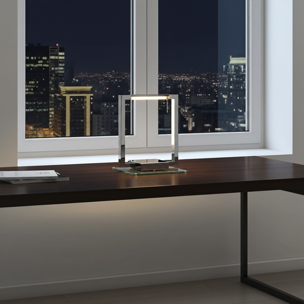 EL CUADRO Square Rotatable Table Chrome Lamp – Adjustable Lighting Neuhaus Design