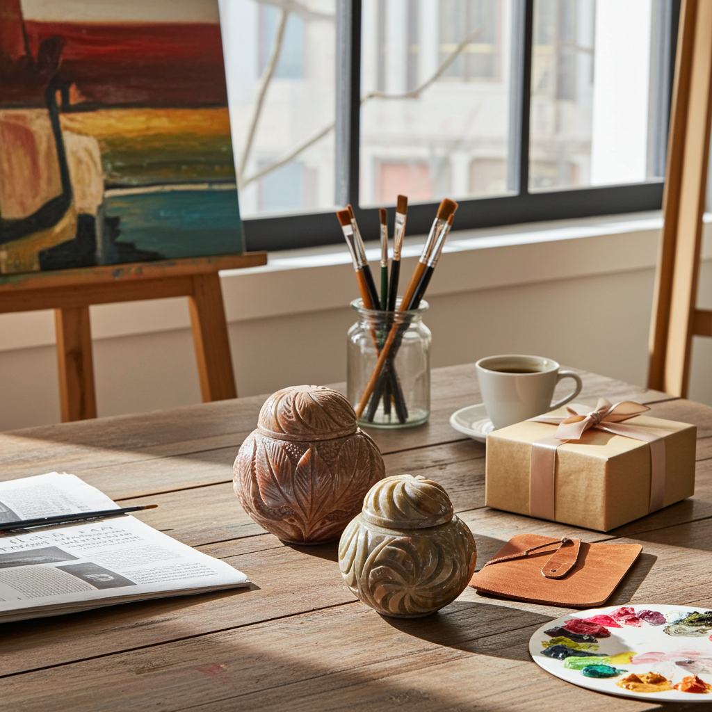 Vintage Hand-Carved Natural Soapstone Storage Jar – Unique Stone Decor | TheyUnique