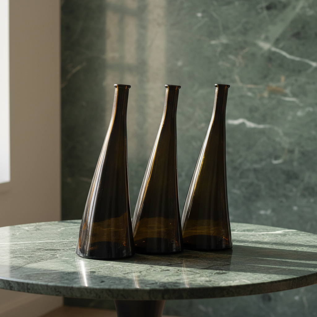 Rare Sculptural Art Glass Vase by O. Frey & Co – Paco | Mid-Century Modern Design in Smoky Brown