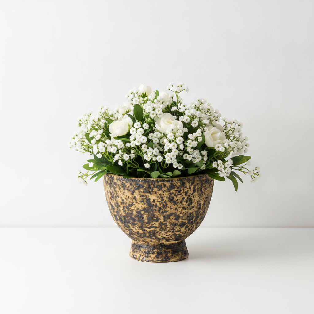 Vintage Birch Bark Flower Pot on Footed Base – Rustic Natural Decor Planter