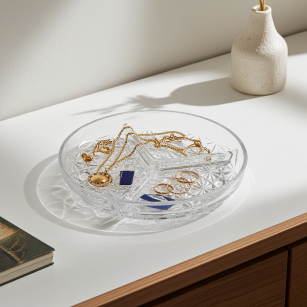 Vintage Crescendo France Clear Glass Compartment Dish | Divided Serving Dish – TheyUnique