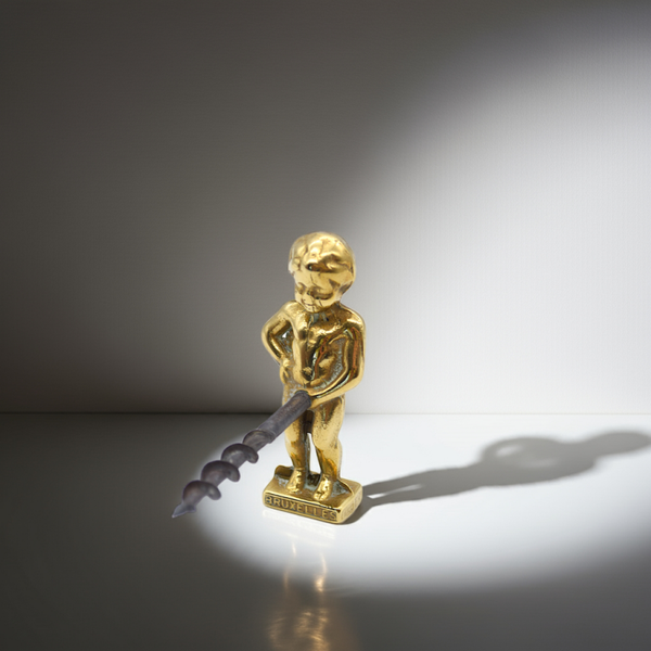 Vintage Brass Manneken Pis Corkscrew & Wine Opener – Bruxelles Souvenir