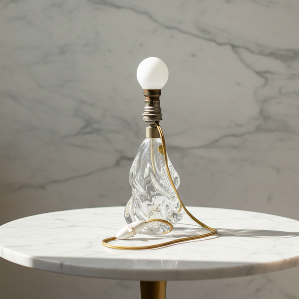 French Crystal Lamp Base – Modernist Spiral Splash Design | TheyUnique