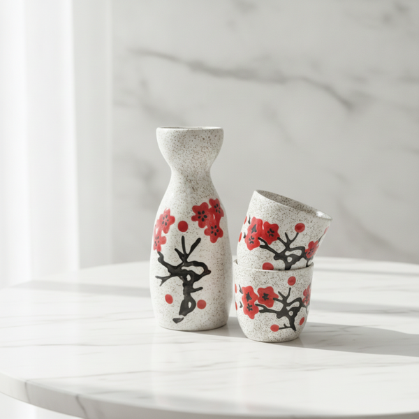 Handmade Japanese Sake Set – Artisan Ceramic Sake Bottle & Cups | TheyUnique