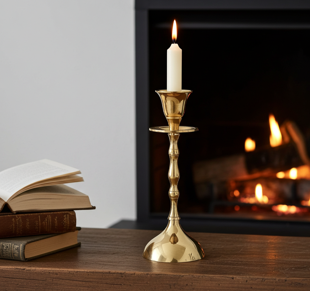 Brass Vintage Candlestick Holder – Elegant Mid-Century Design