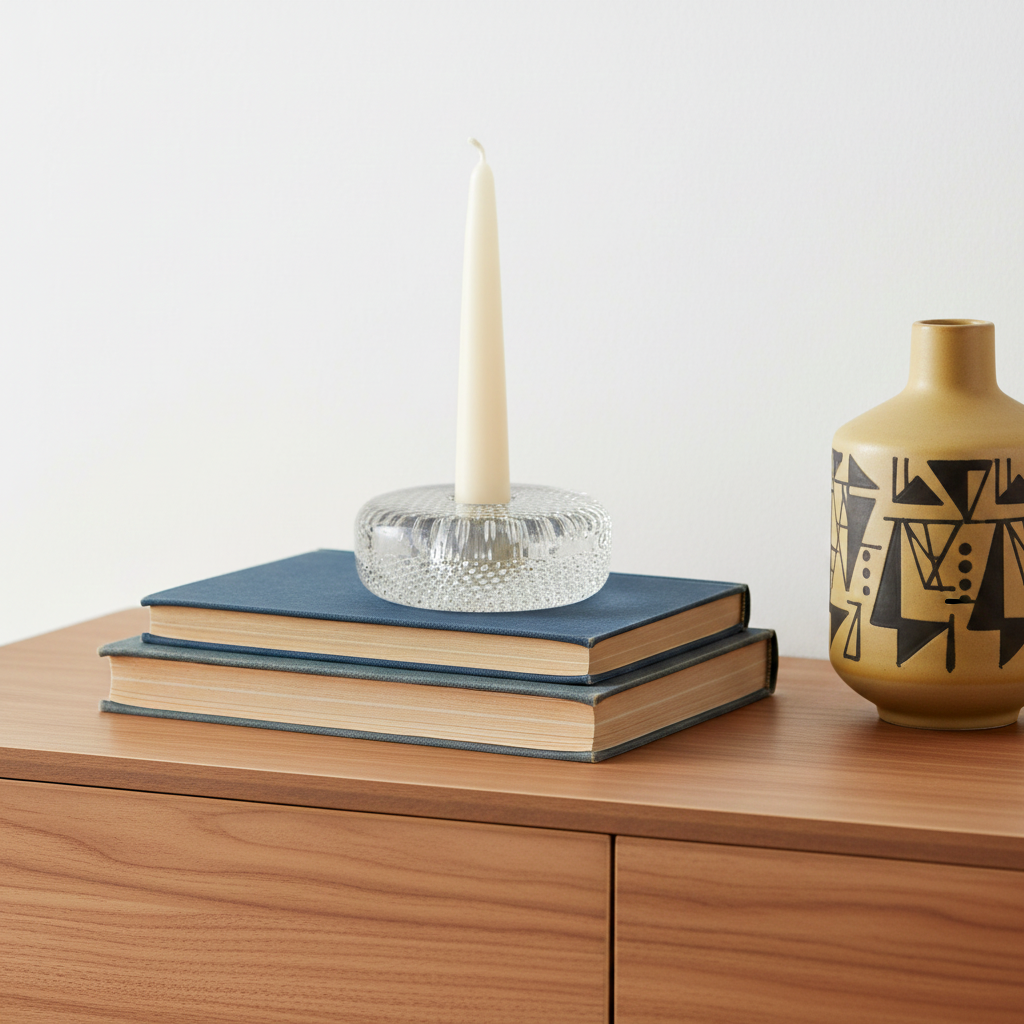 Holmegaard Candle Holder / Paperweight by Torben Jørgensen – Vintage 1988 Danish Glass Design