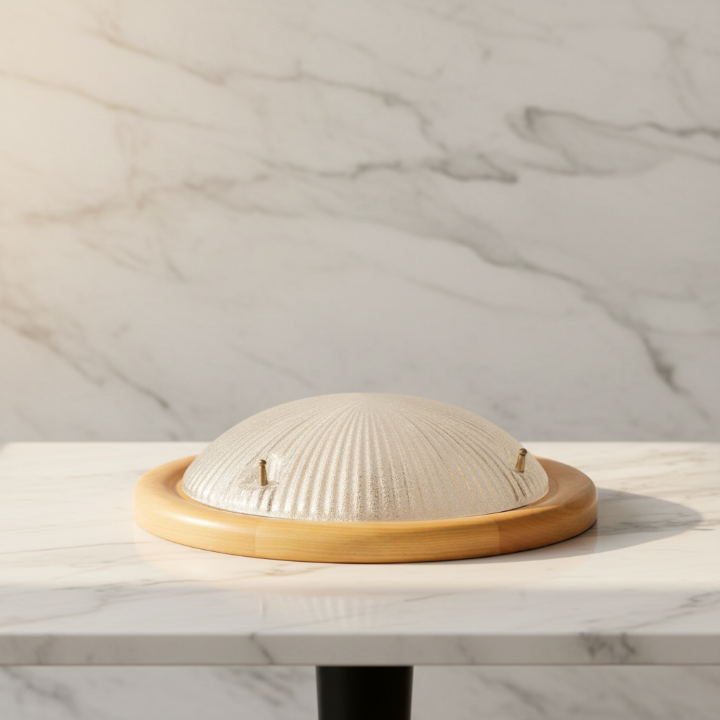 Italian Hand Blown Ice Glass Ceiling Lamp – Frozen Elegance in Mid-Century Design
