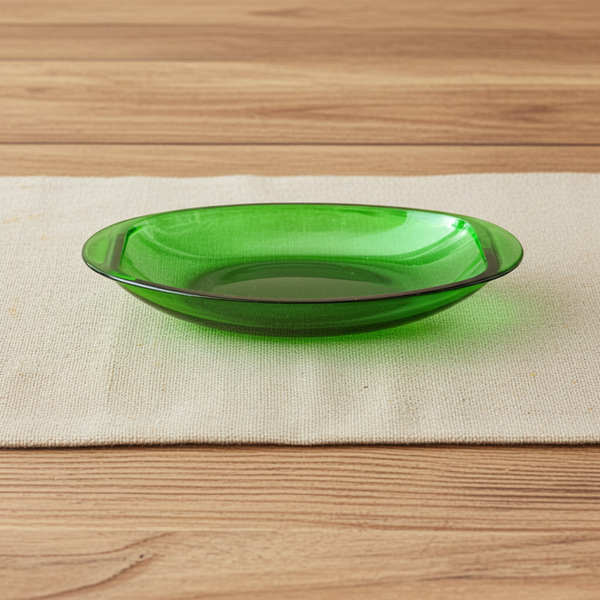 Vintage Vereco France Emerald Green Oval Relish Dish – Mid-Century Glass Bowl