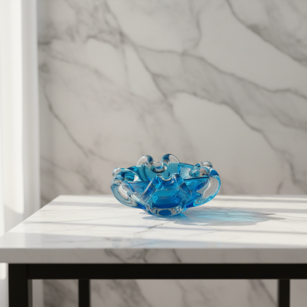 Vintage Murano Venetian Blue Art Glass Ashtray / Candy Bowl – 1960s Italian Design | TheyUnique