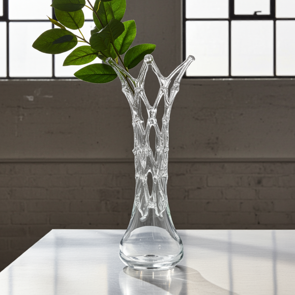 Mouth-Blown Clear Glass Vase by Dutz – Sculptural Dutch Design | H 45cm