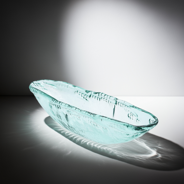 Vintage San Miguel Recycled Art Glass Centerpiece Green Dish – Handmade Spanish Design