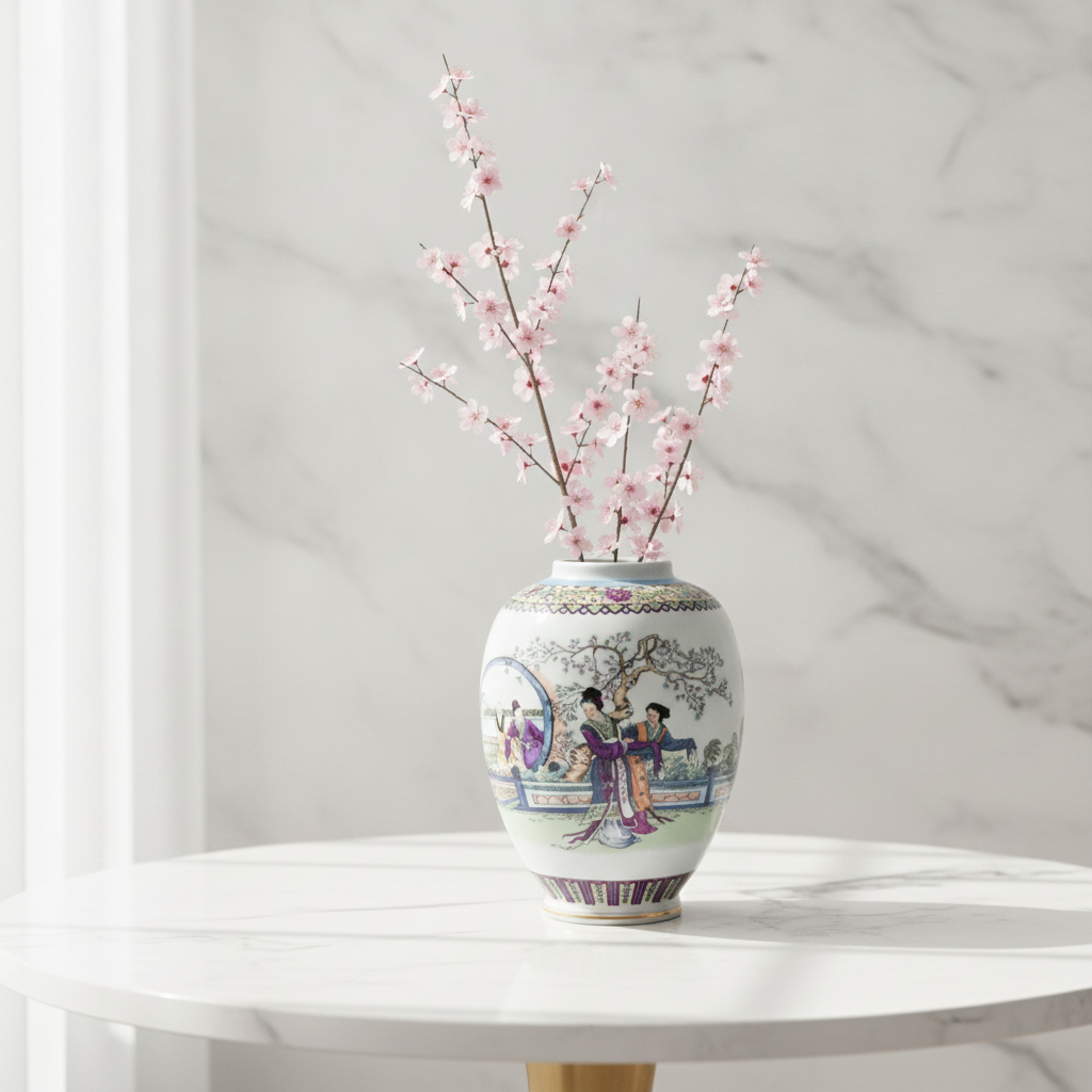 Vintage Oriental Ceramic Vase with Geishas – Hand-Painted & Marked | Oriental Decor | TheyUnique