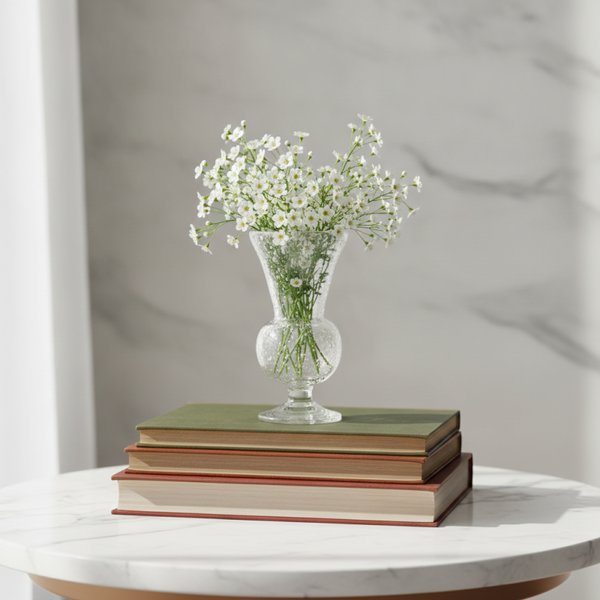 Mid-Century Modern Blown Glass Vase with Bubbles – Handcrafted Art Glass Decor