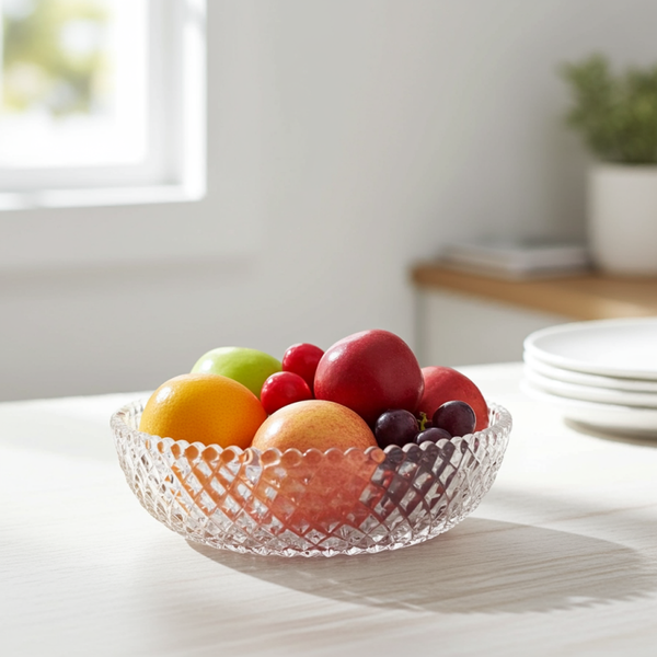 Vintage Hand-Cut Glass Bowl – Brilliant Square Pattern