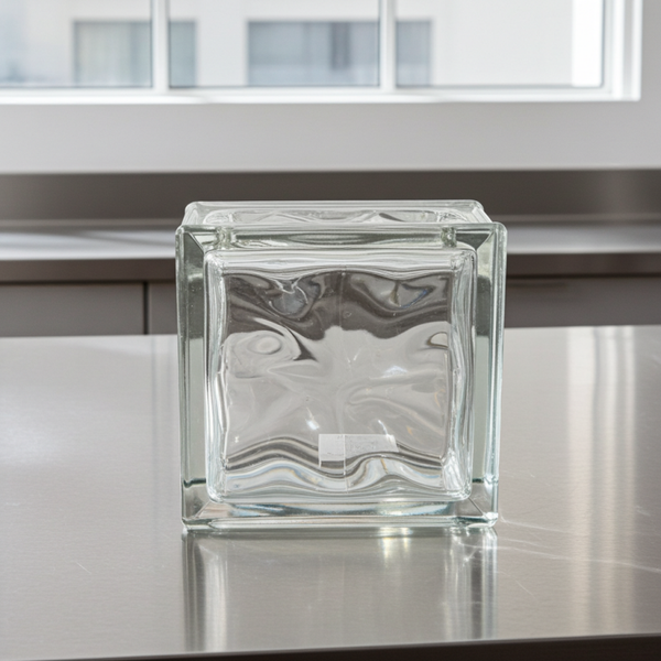Brutalist Square Glass Vase Brick – Sculptural Modern Design