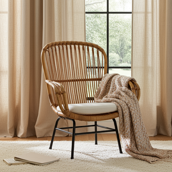 Vintage Rattan Chair with Metal Legs by Rohé Noordwolde, 1960s – Mid Century Modern, Timeless Elegance