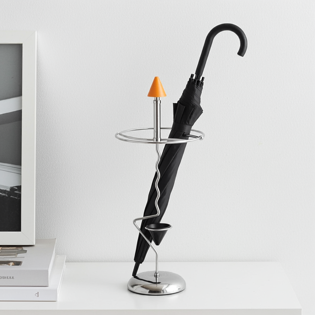 Memphis Chrome Umbrella Stand – Mid-Century Modern Statement Piece | TheyUnique