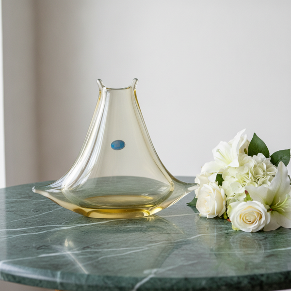 Vintage Mid-Century Art Glass Vase by Miloslav Klinger for Železný Brod Glass – Citrine Yellow