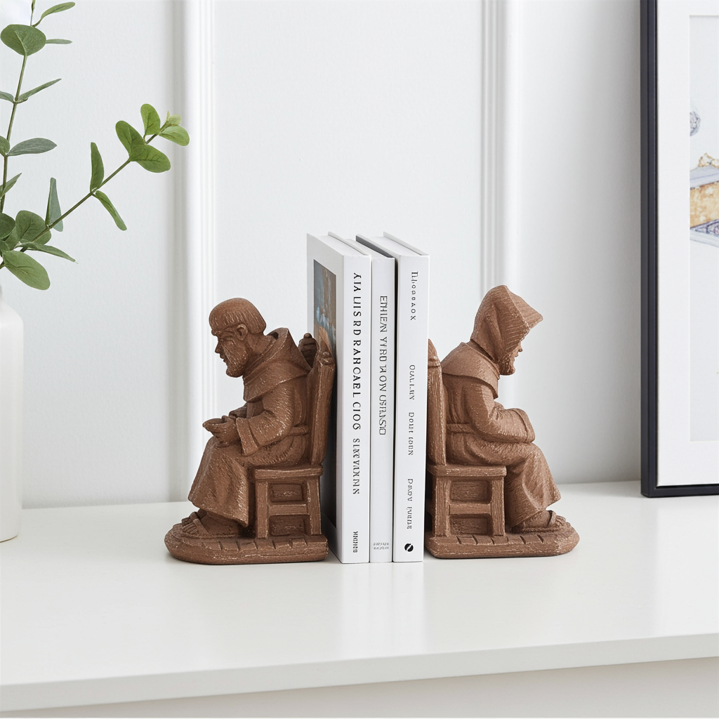 Vintage Bookend Set Monks– Timeless Charm for Your Home Library