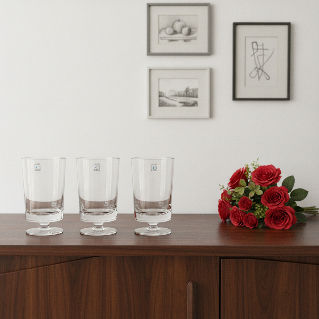 Cristallin Boussu Crystal Vintage Glasses by Zéphir Busine – Set of 4, 1960s