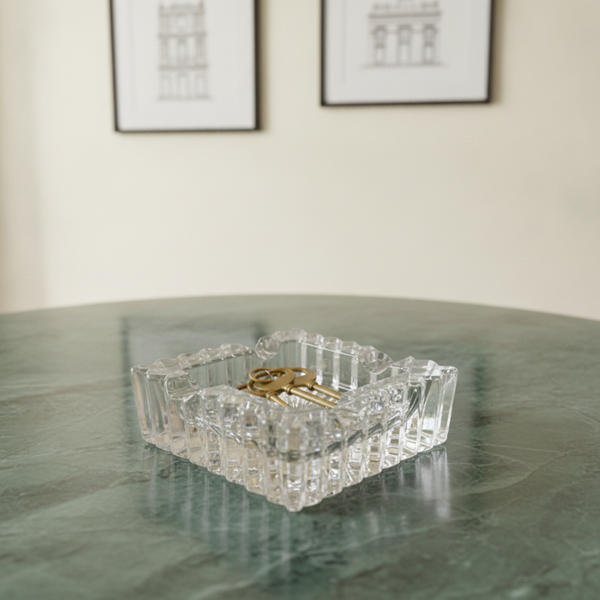 Vintage Cut Crystal Square Ashtray – Elegant Jewellery & Cigar Dish
